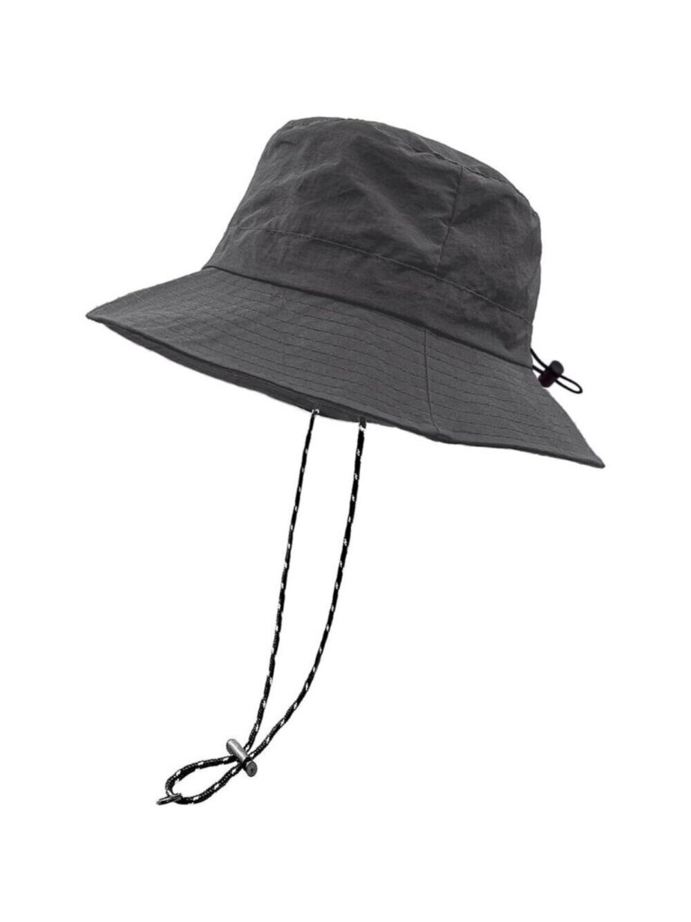 Unisex Grey 100% Polyester Wide Brim Boonie Waterproof Chin Strap Bucket Sun Hat